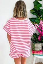 Load image into Gallery viewer, Pink Stripe Drawstring Shorts Set
