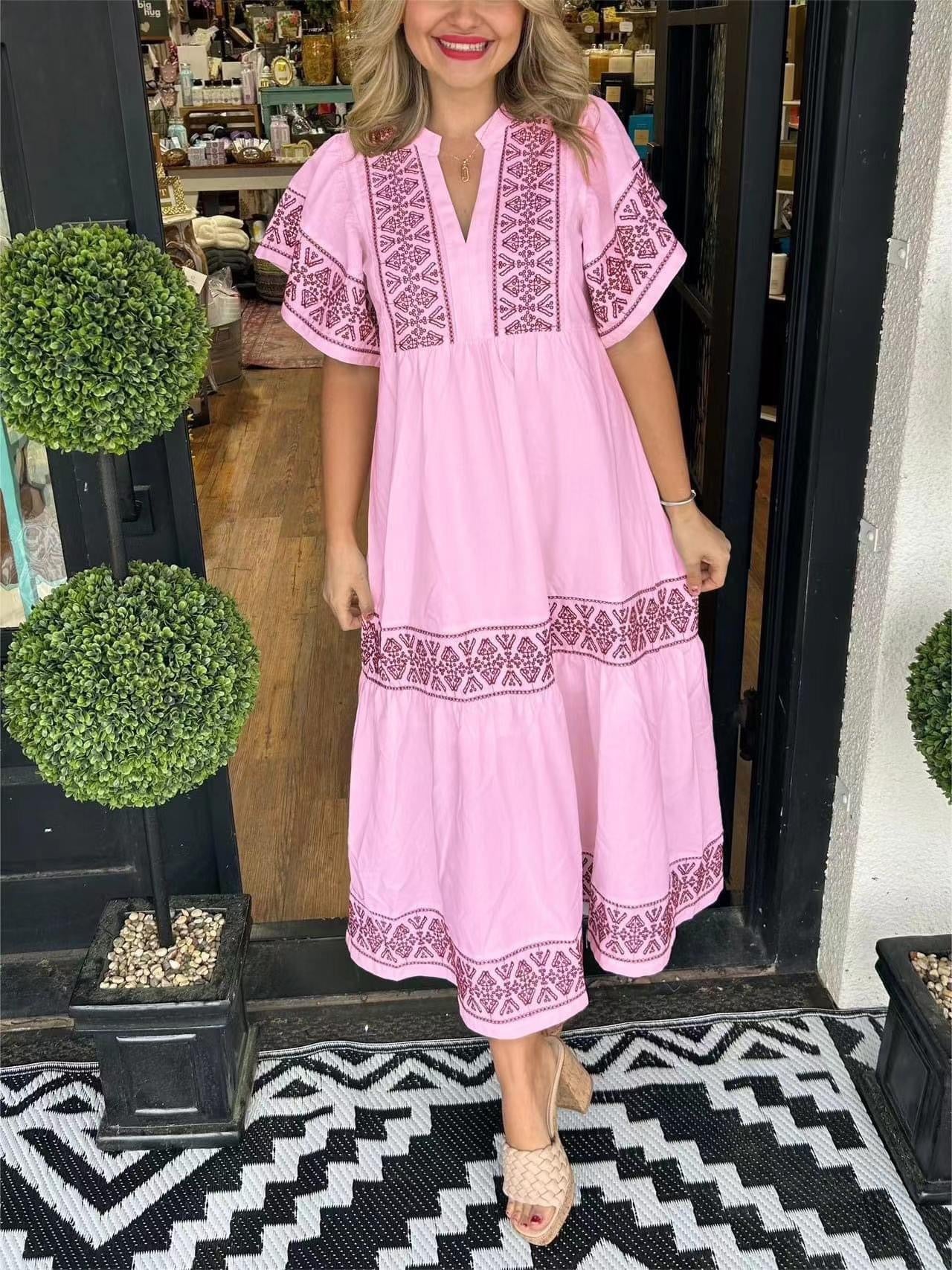 Printed Vneck Dress