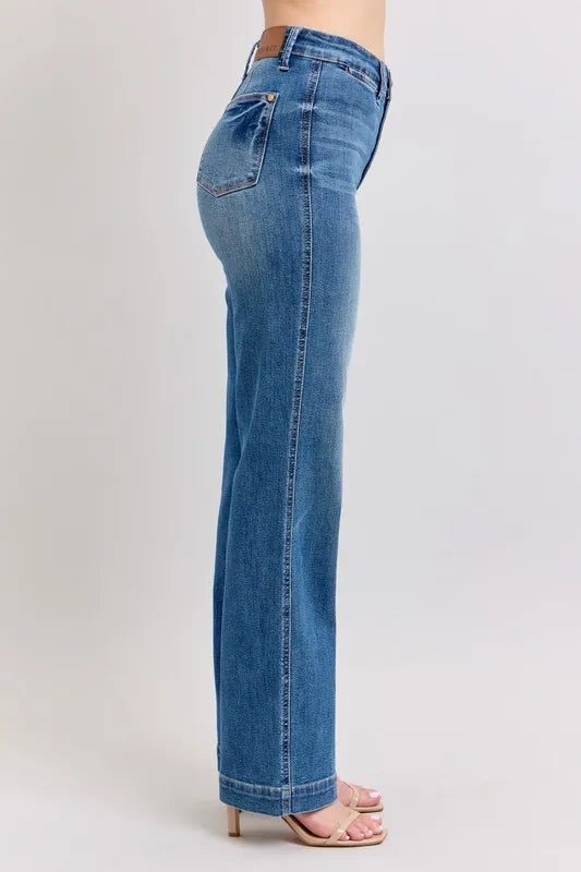 Judy Blue Full Size High Waist Contrast Thread Straight Plus Size