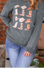 Load image into Gallery viewer, Cowboy Hat &amp; Boot Graphic Sweatshirt
