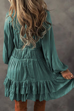 Load image into Gallery viewer, MISTY GREEN ROMANTIC RUFFLE MINI DRESS **SHIPPING EXPECTED TO BEGIN ON DATE 11/05**
