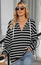 Load image into Gallery viewer, Drawstring Striped Long Sleeve Hoodie
