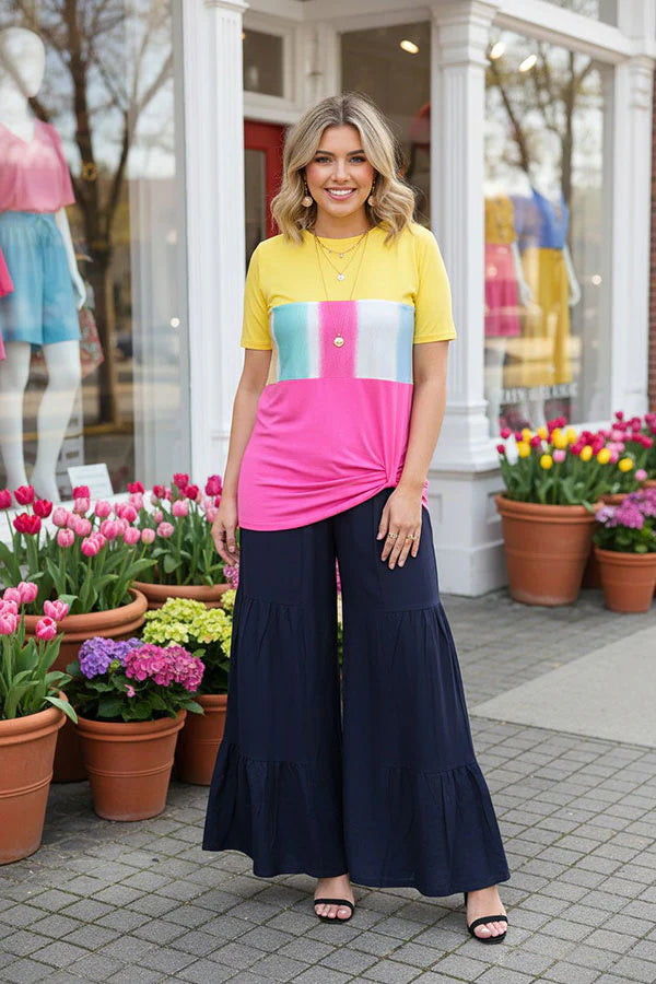 Yellow Pink Multi Color Top