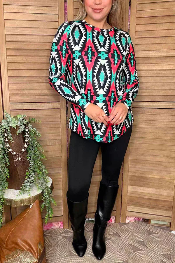 Western Aztec Long sleeve Tunic