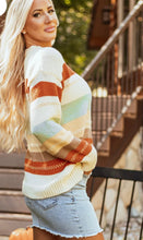 Load image into Gallery viewer, Striped Dropped Shoulder Crewneck Sweater
