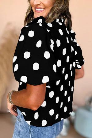 STRIVE FOR THE BEST ROSE DOT BALLOON SLEEVE BLOUSE **SHIPPING EXPECTED TO BEGIN ON DATE 4/8**