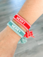 Load image into Gallery viewer, &quot;Merry&quot; Woven Christmas Bracelets
