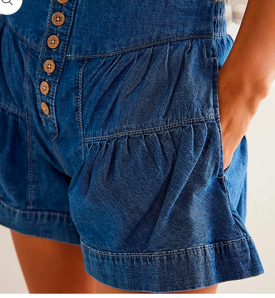 Ruffled Denim Shorts