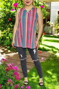 Aztec Striped Printed Top