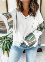 Load image into Gallery viewer, Striped Patchwork Waffle Knit Top
