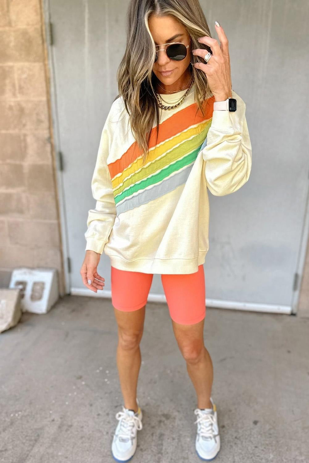 Rainbow Colorblock Striped Sweatshirt