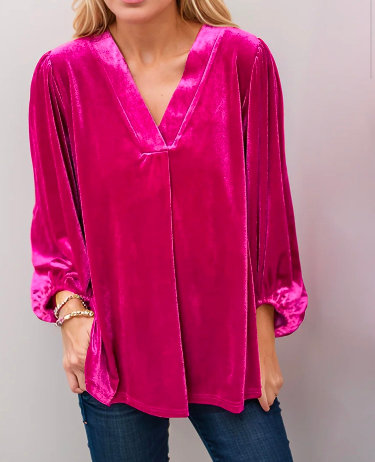 V-Neck Three-Quarter Sleeve Blouse
