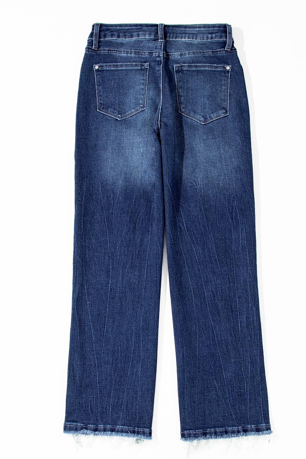 Sail Blue Mineral Wash Raw Hem High Waist Flared Jeans Thread & Co. Boutique, LLC