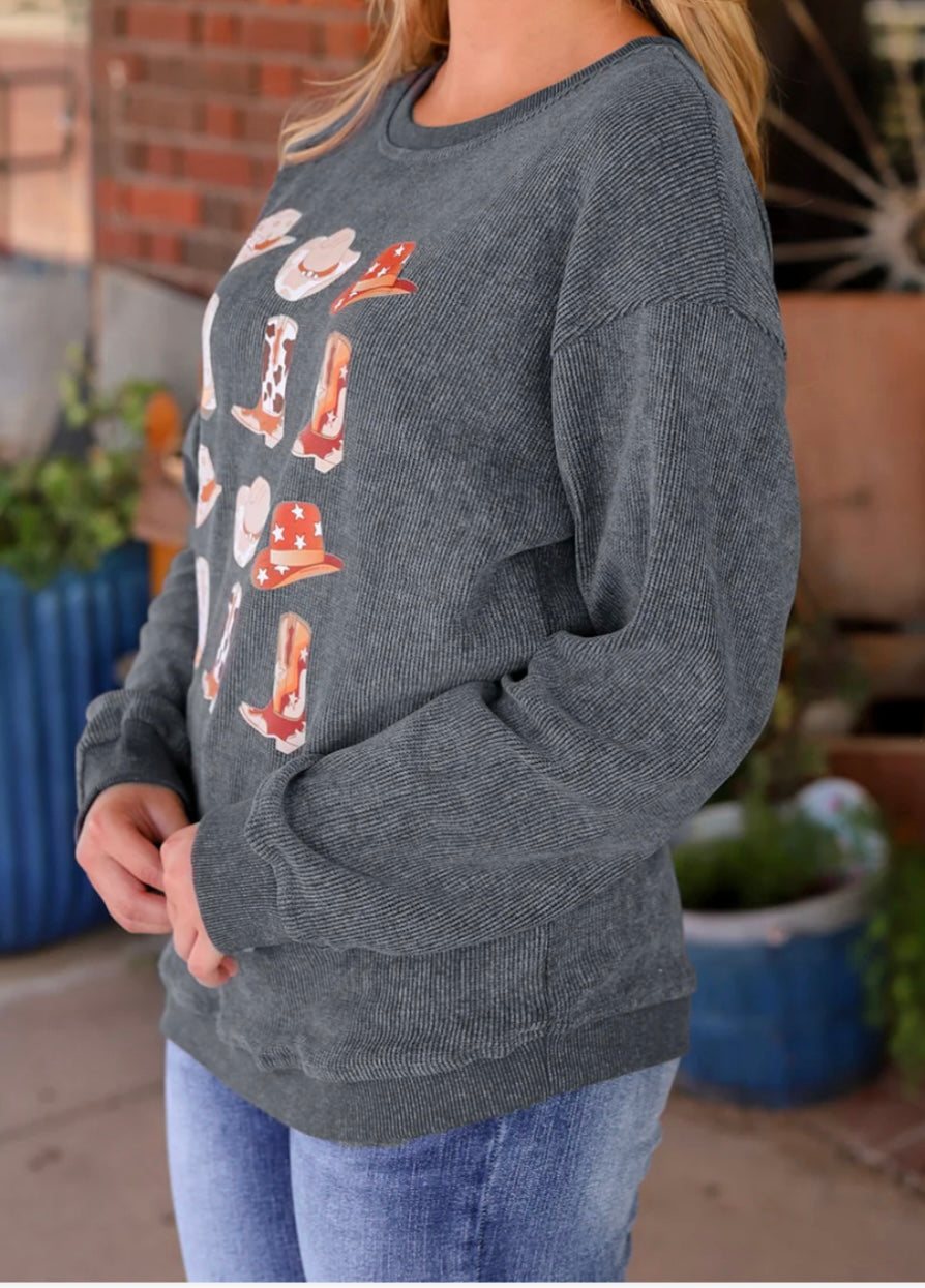 Cowboy Hat & Boot Graphic Sweatshirt