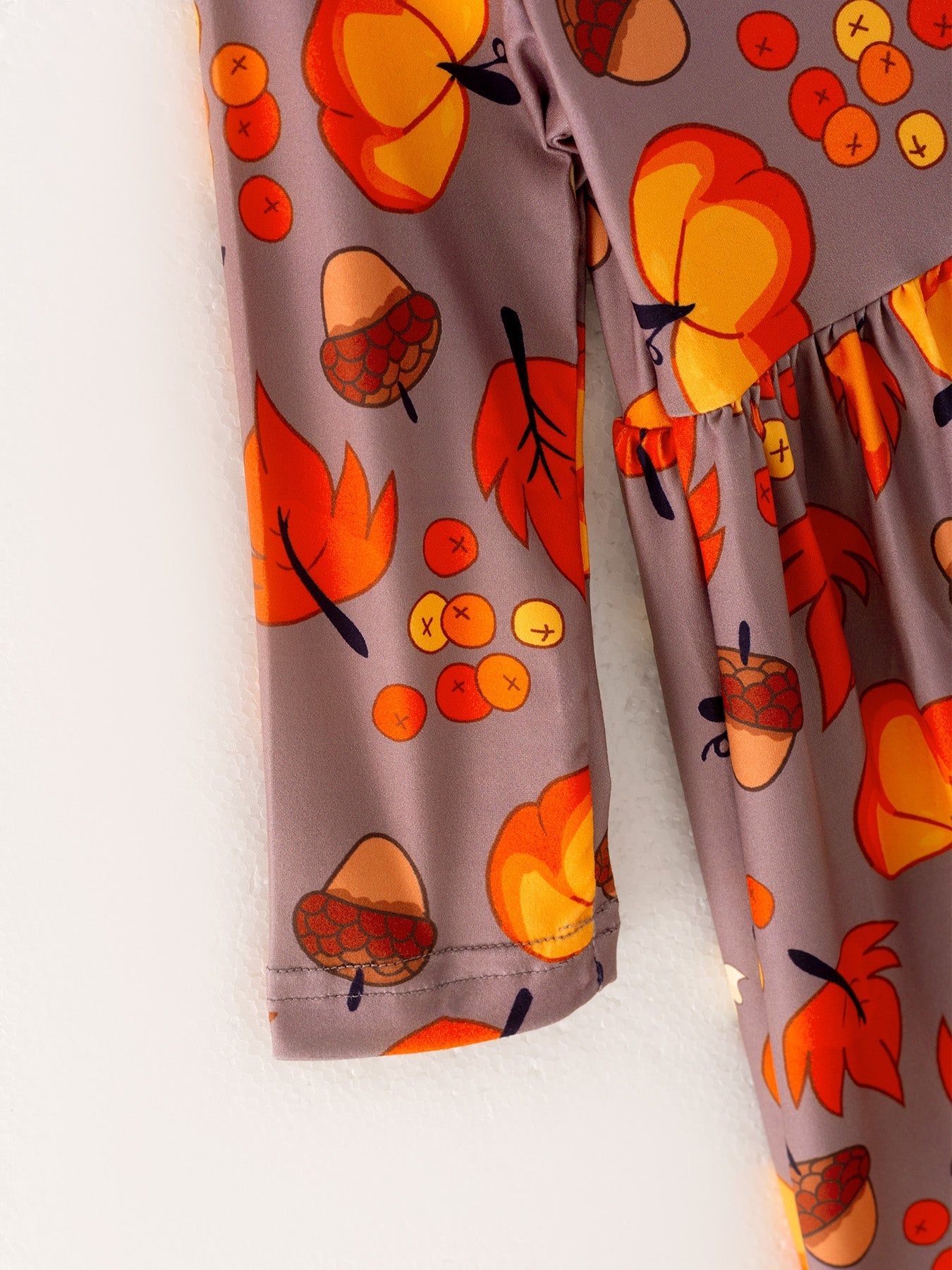 Fall Autumn Leaves Pine Cone Stripe Print Girls Dress Rylee Faith Designs