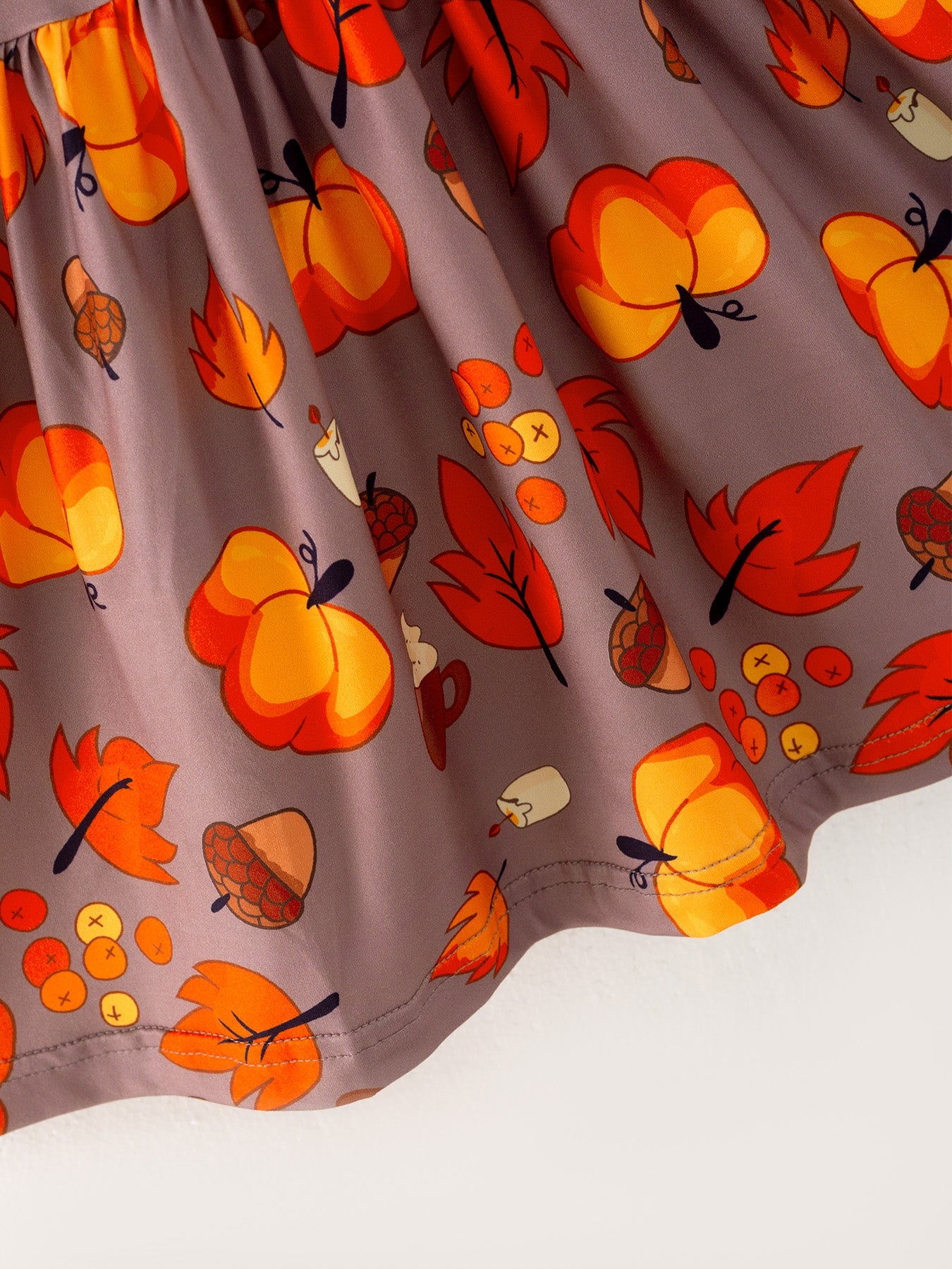 Fall Autumn Leaves Pine Cone Stripe Print Girls Dress Rylee Faith Designs