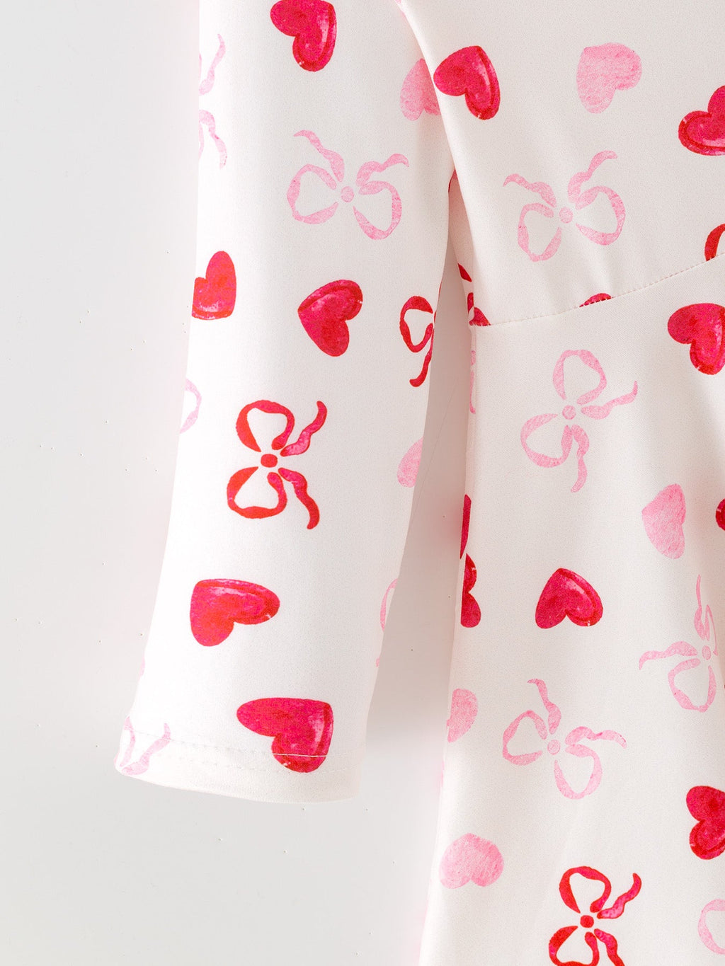 Toddler Girls Valentine Bow Heart Shape Print Dress