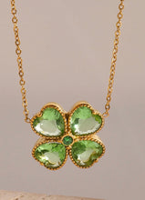 Load image into Gallery viewer, Stainless Steel Zircon Lucky Clover Pendant Necklace
