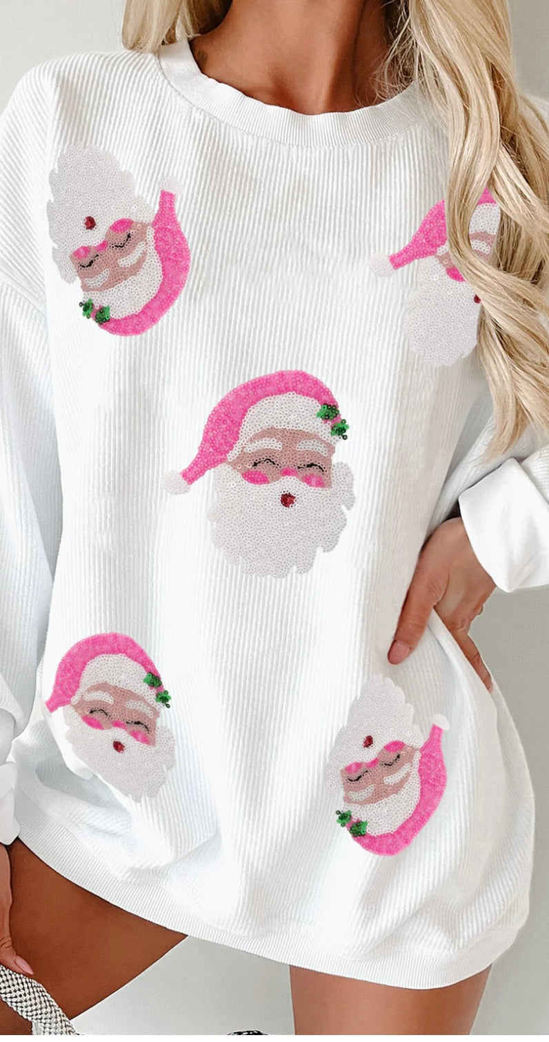 Christmas Sequin Santa Claus Sweatshirt