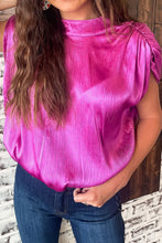 Load image into Gallery viewer, FIRST CLASS BRIGHT PINK RUCHED SLEEVE BACKLESS BLOUSE
