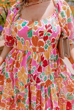 Load image into Gallery viewer, PLUS SIZE PINK BLOSSOM SMOCKED TIERED DRESS
