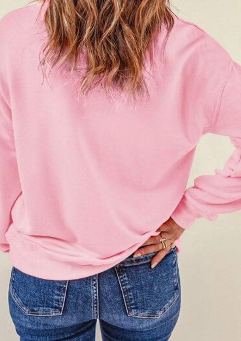 Floral Bunny Round Neck Long Sleeve Sweatshirt