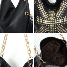 Load image into Gallery viewer, Black Rivet Fringe Shoulder Bag
