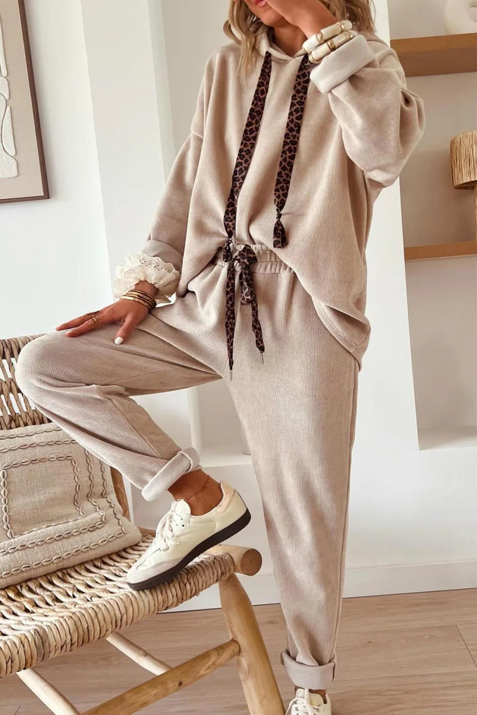 LAID BACK CLUB PARCHMENT CORDUROY HOODIE & PANTS SET **SHIPPING EXPECTED TO BEGIN ON DATE 10/17**