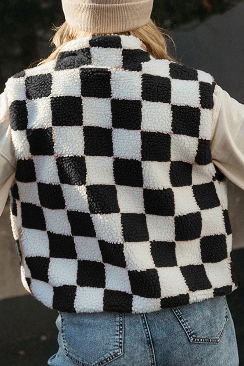 BOULDER BOUND BLACK CHECK SHERPA ZIP VEST **SHIPPING EXPECTED TO BEGIN ON DATE 11/05**