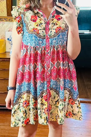 IN YOUR HAPPY PLACE ROSE RUFFLE MINI DRESS **SHIPPING EXPECTED TO BEGIN ON DATE 3/5**