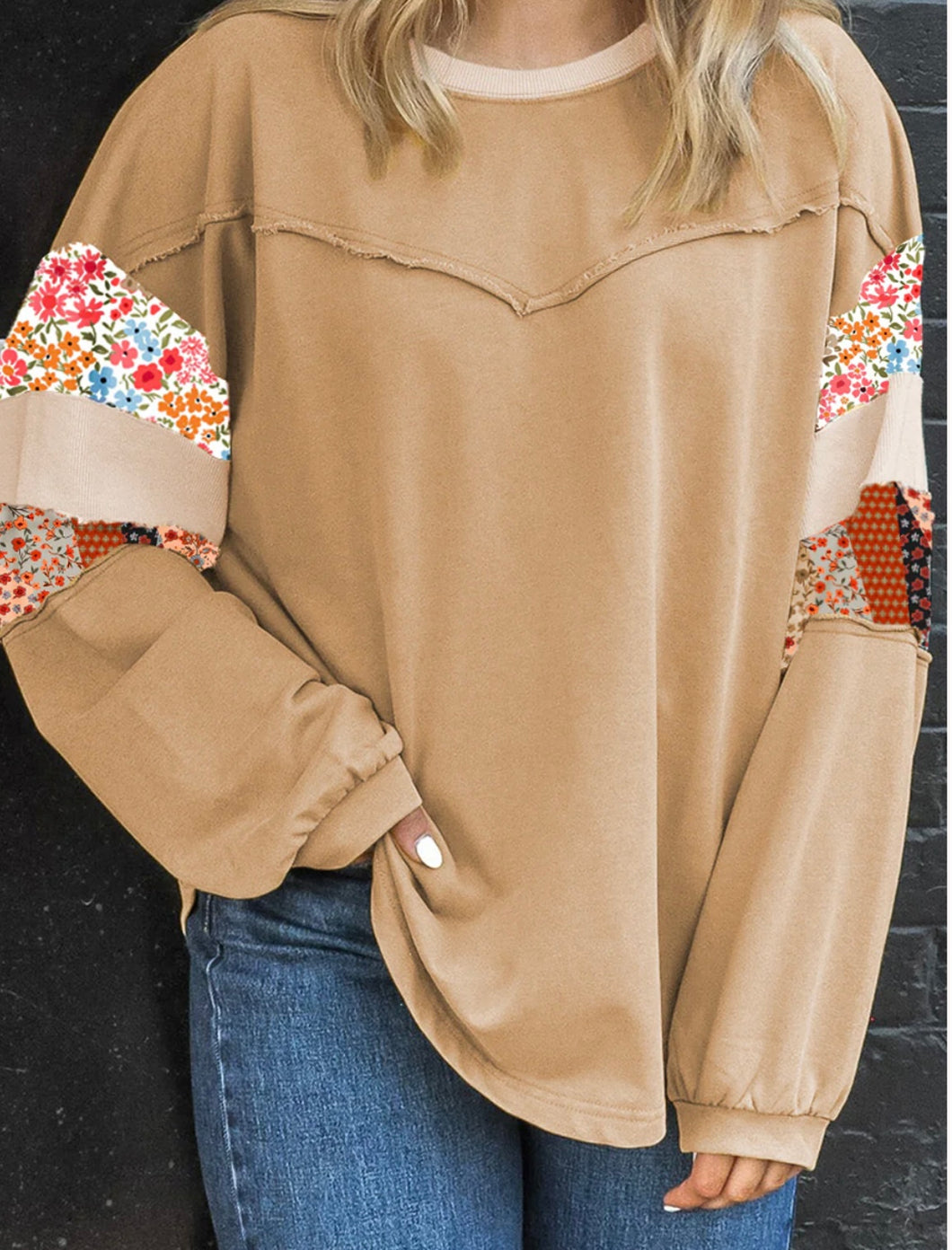 Khaki Exposed Floral Size Top