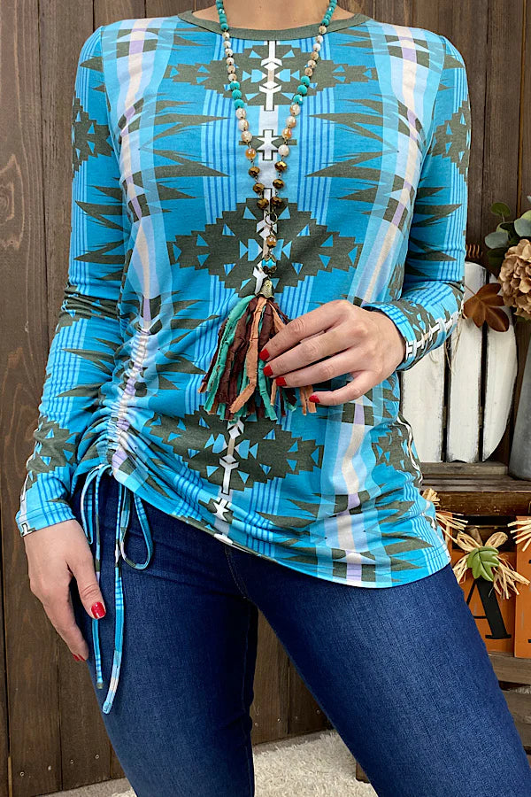 Blue Aztec Longsleeves Lady charmonline