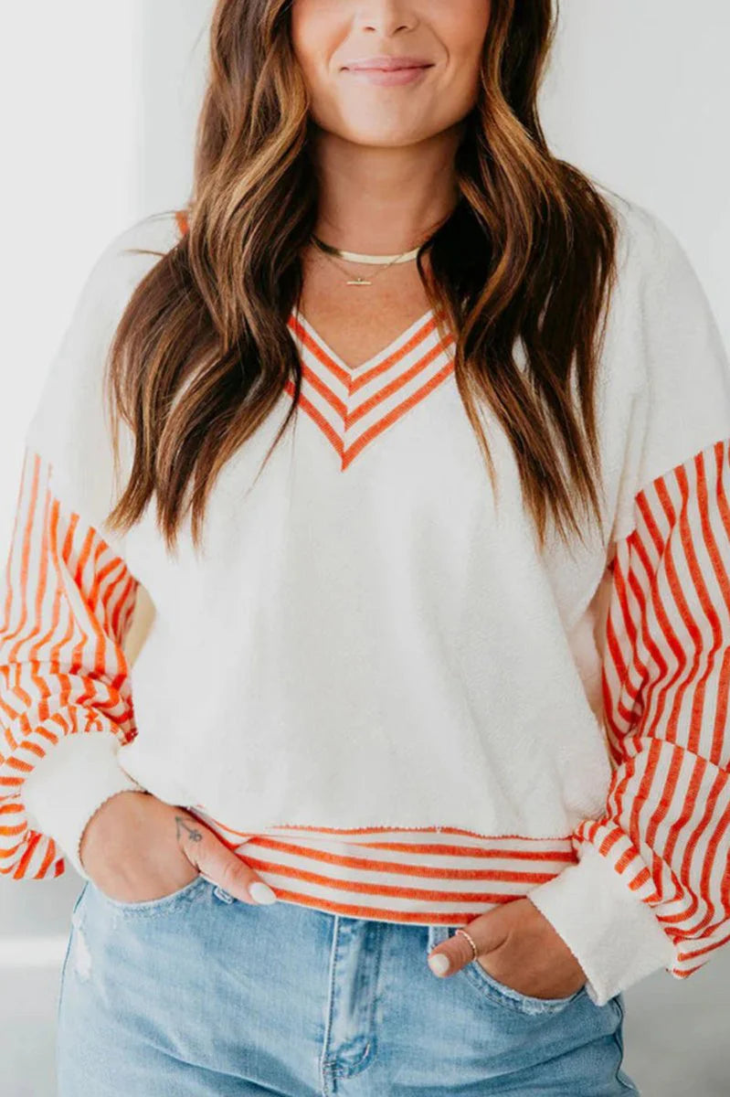 ORANGE STRIPE PULLOVER **SHIPPING EXPECTED TO BEGIN ON DATE 9/8**