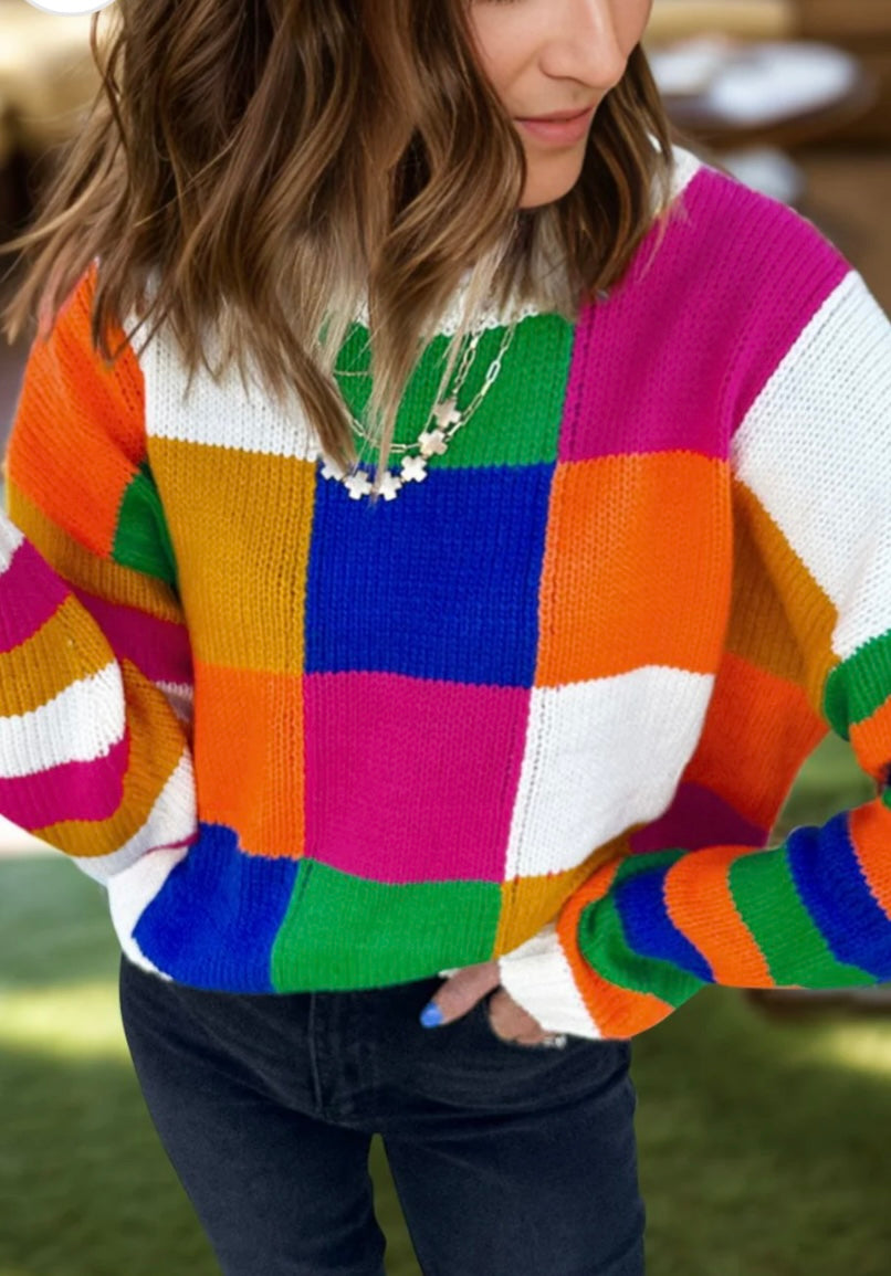 Color Block Long Sleeve Sweater