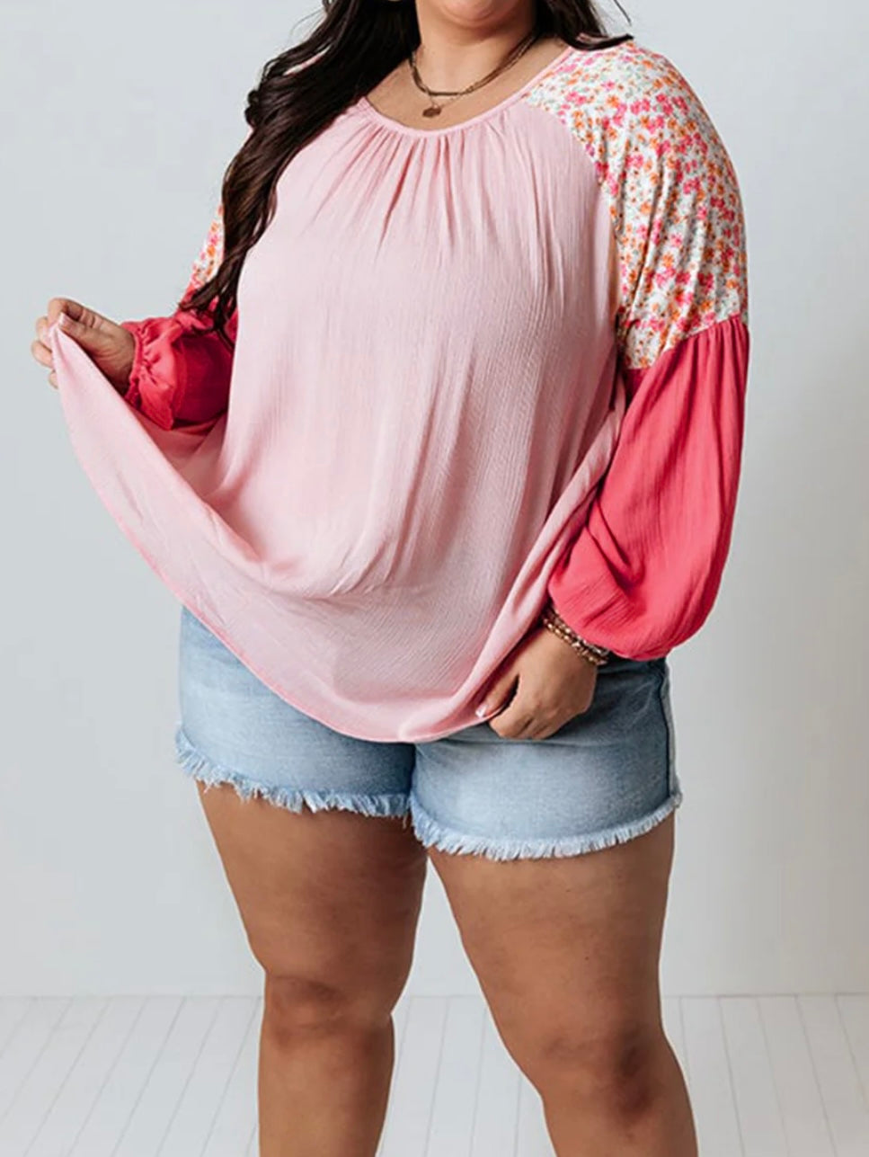 Plus Size Patchwork Blouse