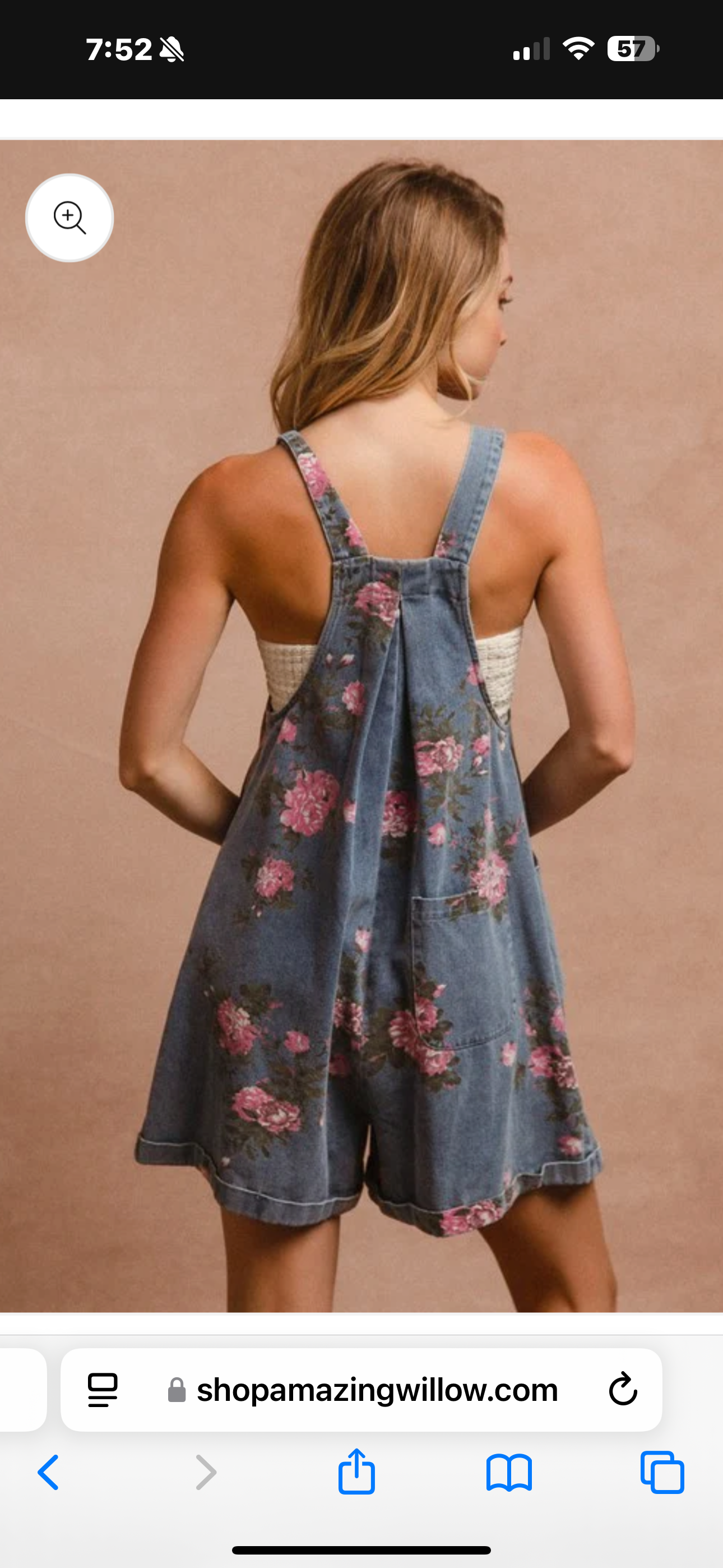 Flower Printed Wide Strap Denim Overalls