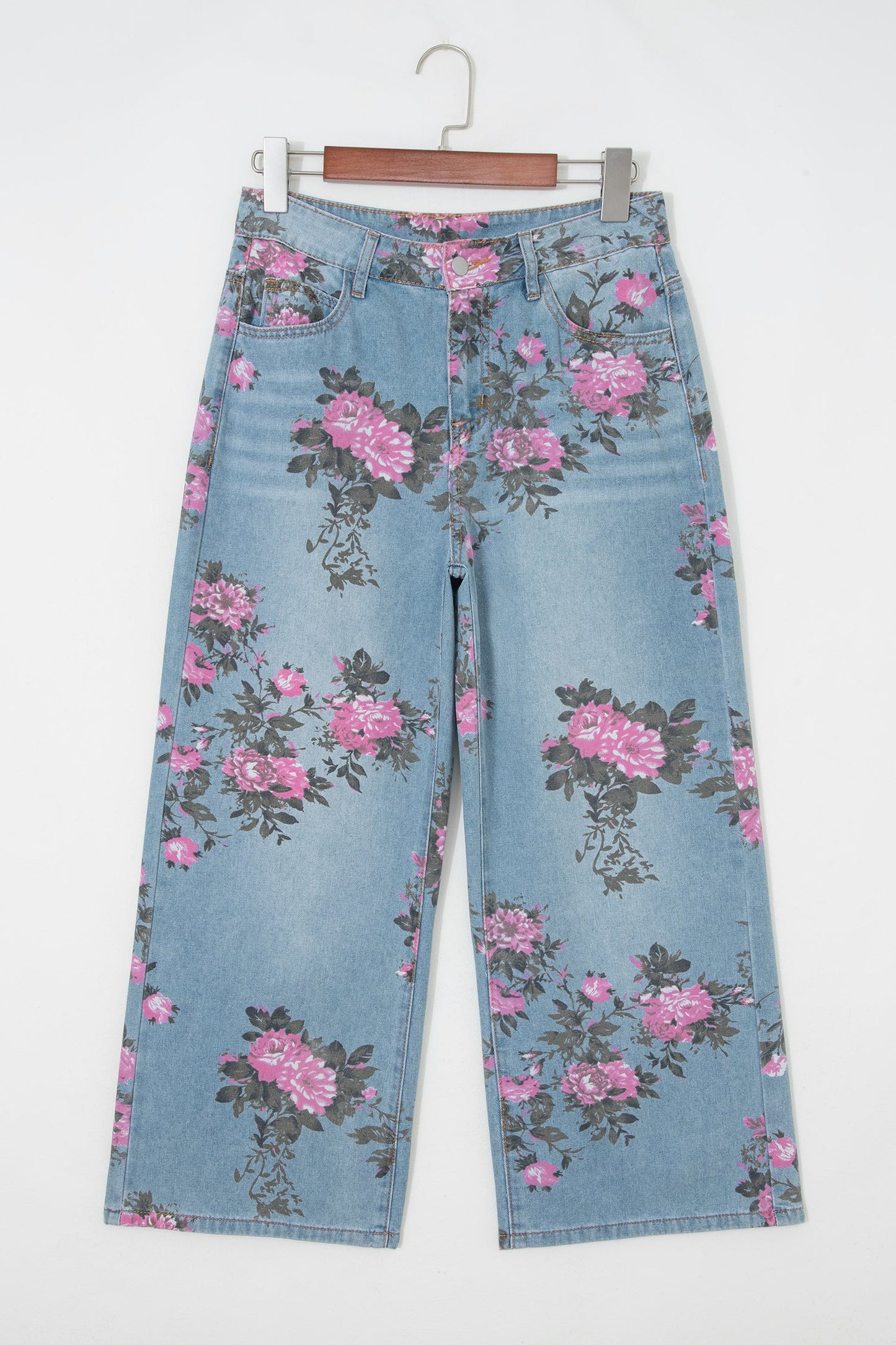 Esme Floral Print Bootcut Jeans Threaded Pear