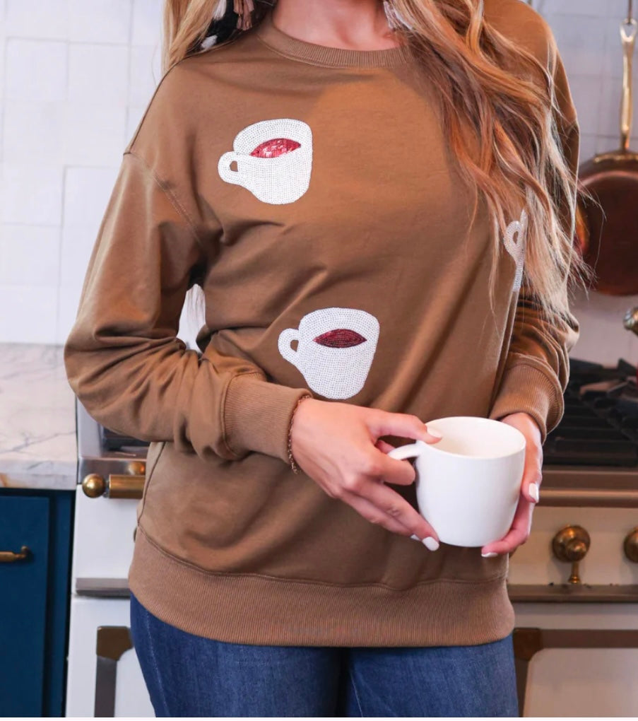 Coffee Sequin Sweatshirt