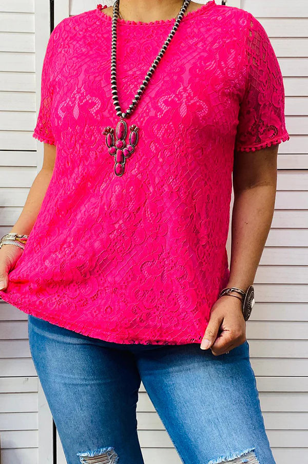 Hot Pink Lace Top