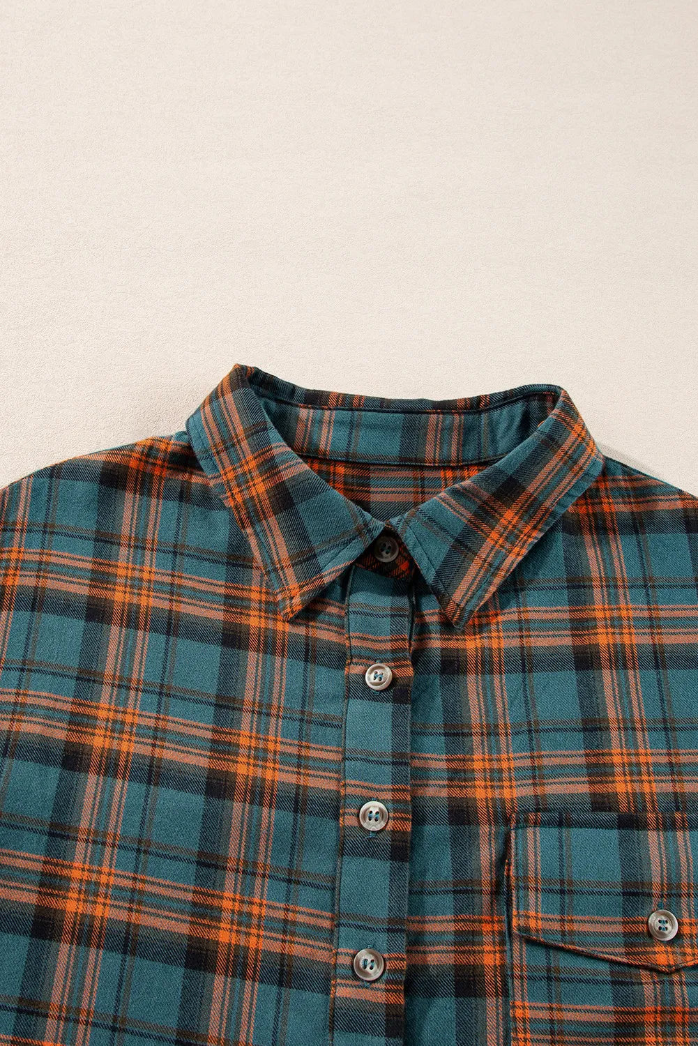 Plaid Collared Neck Long Sleeve Shirt Creative Chaos Boutique
