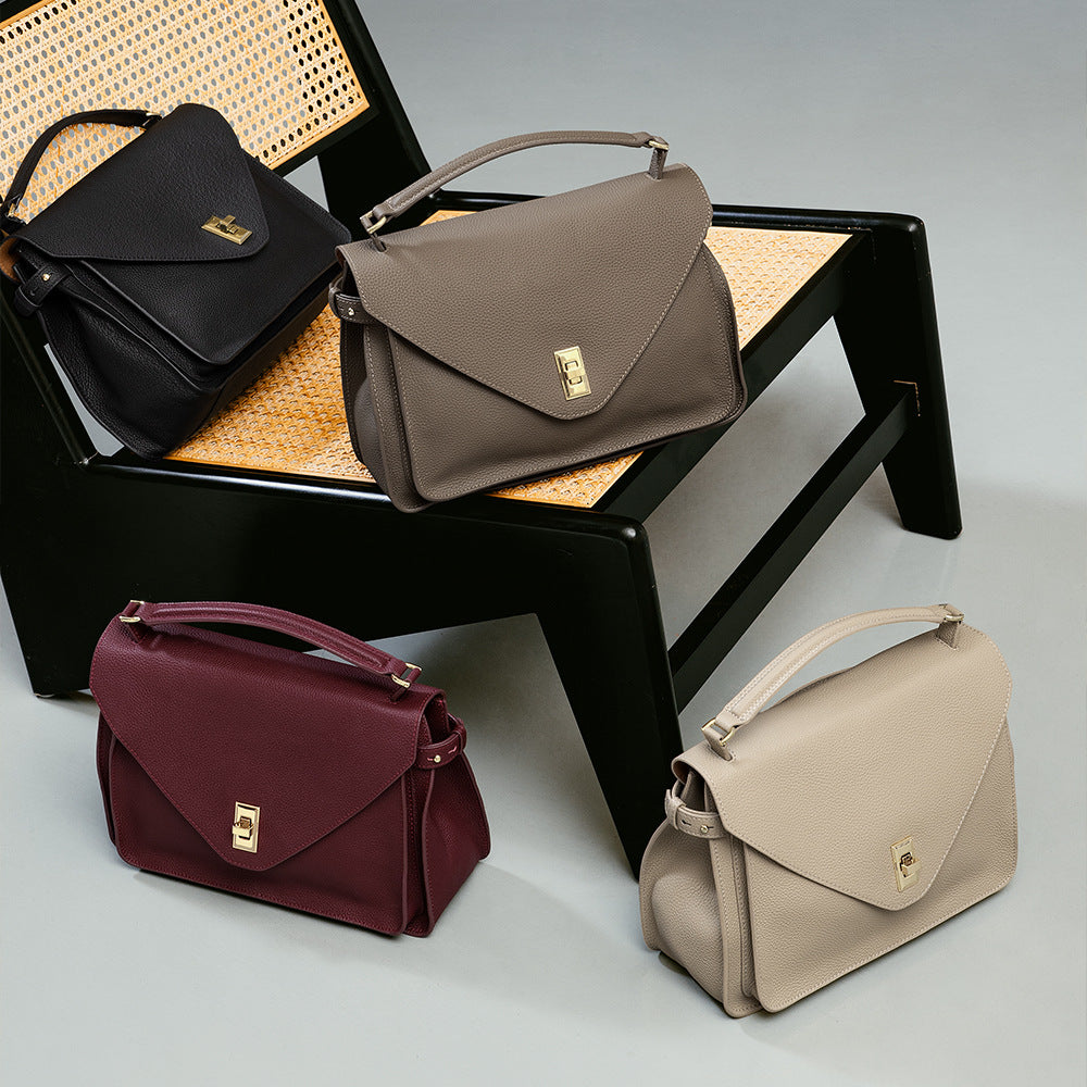 Full-Grain Leather Crossbody Bag – Fleece-Lined Urban Minimalist Bag | 4 Colors