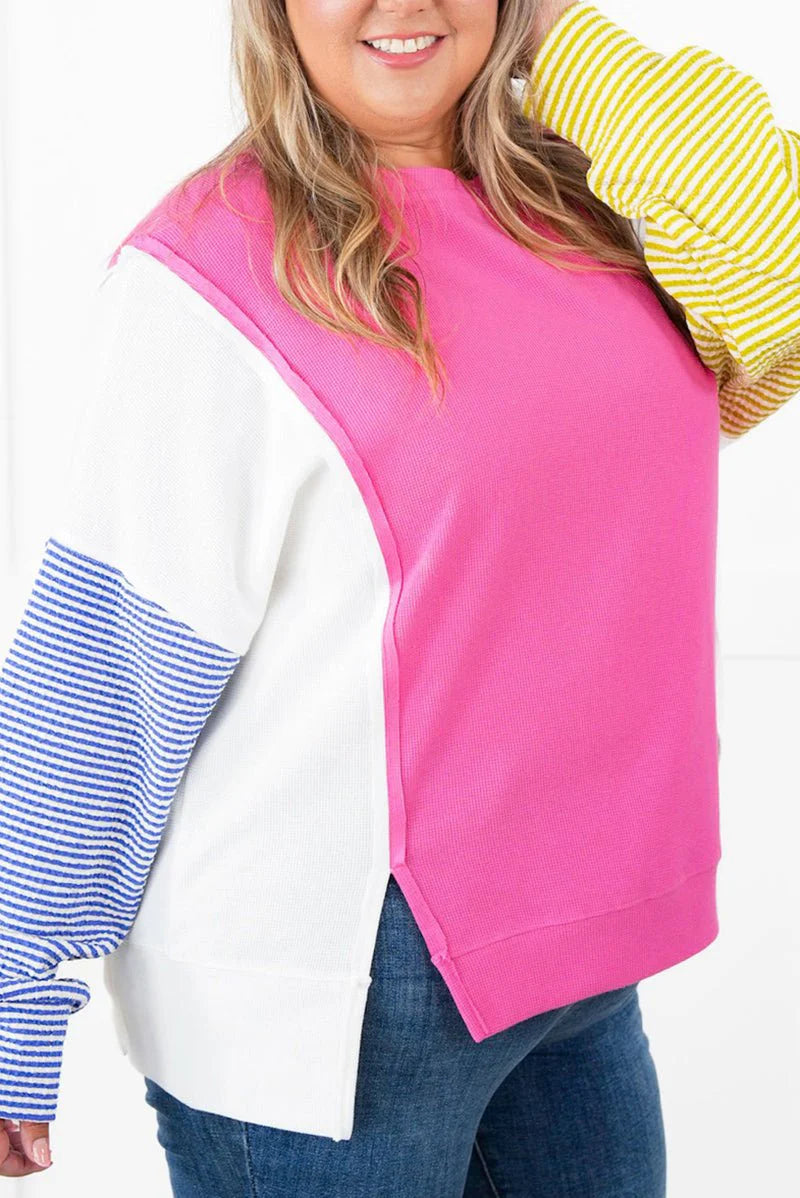 THE LEILANI PINK WAFFLE KNIT TOP**SHIPPING EXPECTED TO BEGIN ON DATE 10/27**PLUS SIZE