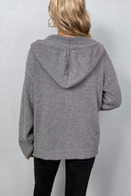 Load image into Gallery viewer, Medium Grey Drawstring Hooded Sweater Cardigan
