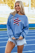 Sequin Trim Embroidered Star Sweatshirt