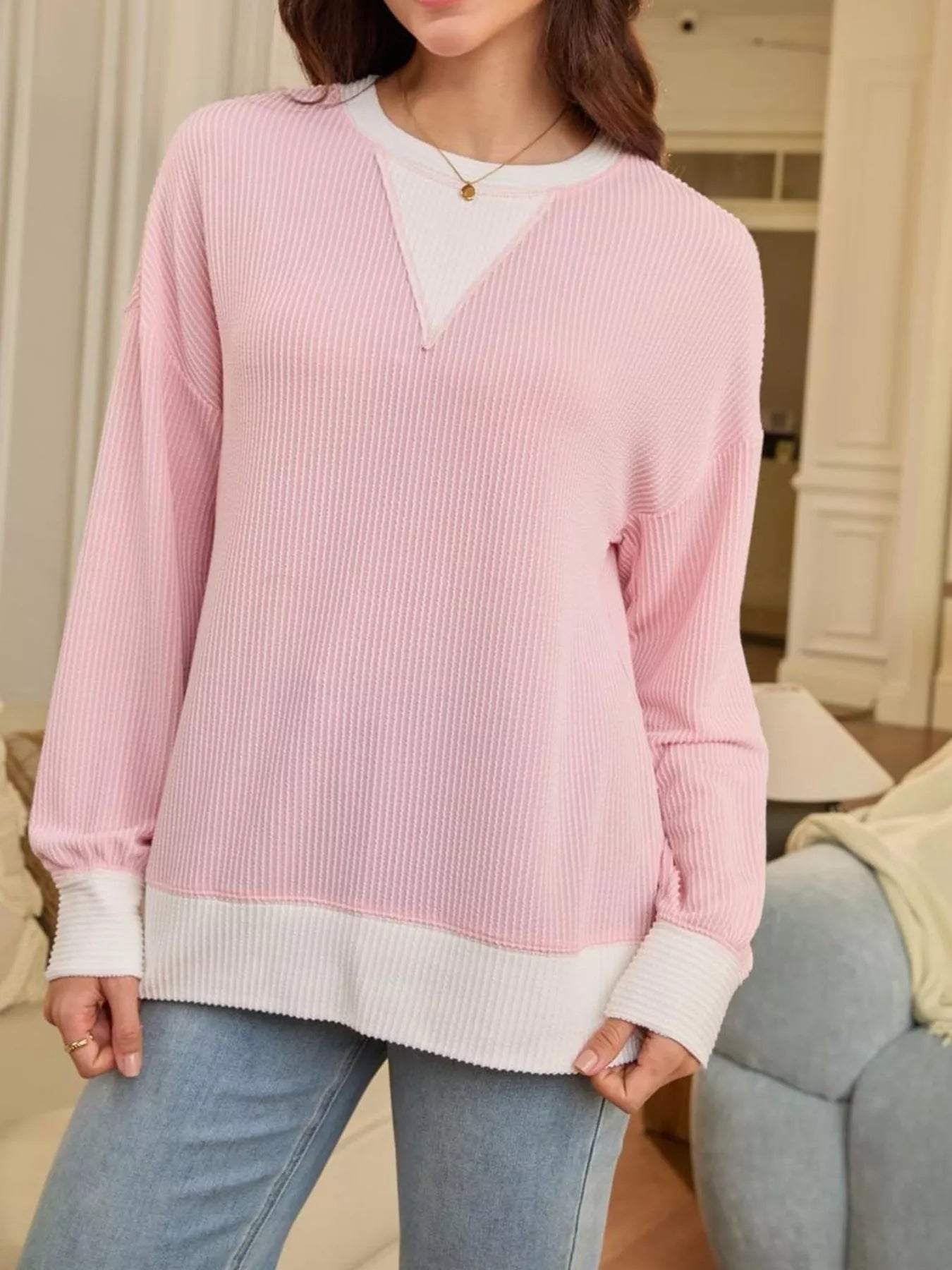 Contrast Dropped Shoulder Sweatshirt