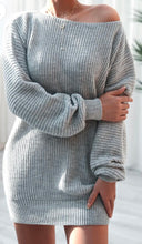 Load image into Gallery viewer, Boat Neck Long Sleeve Mini Sweater Dress

