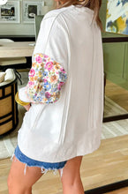 Load image into Gallery viewer, Floral Dotted Mixed Print Patchwork Sleeve High Low Casual Sweatshirt

