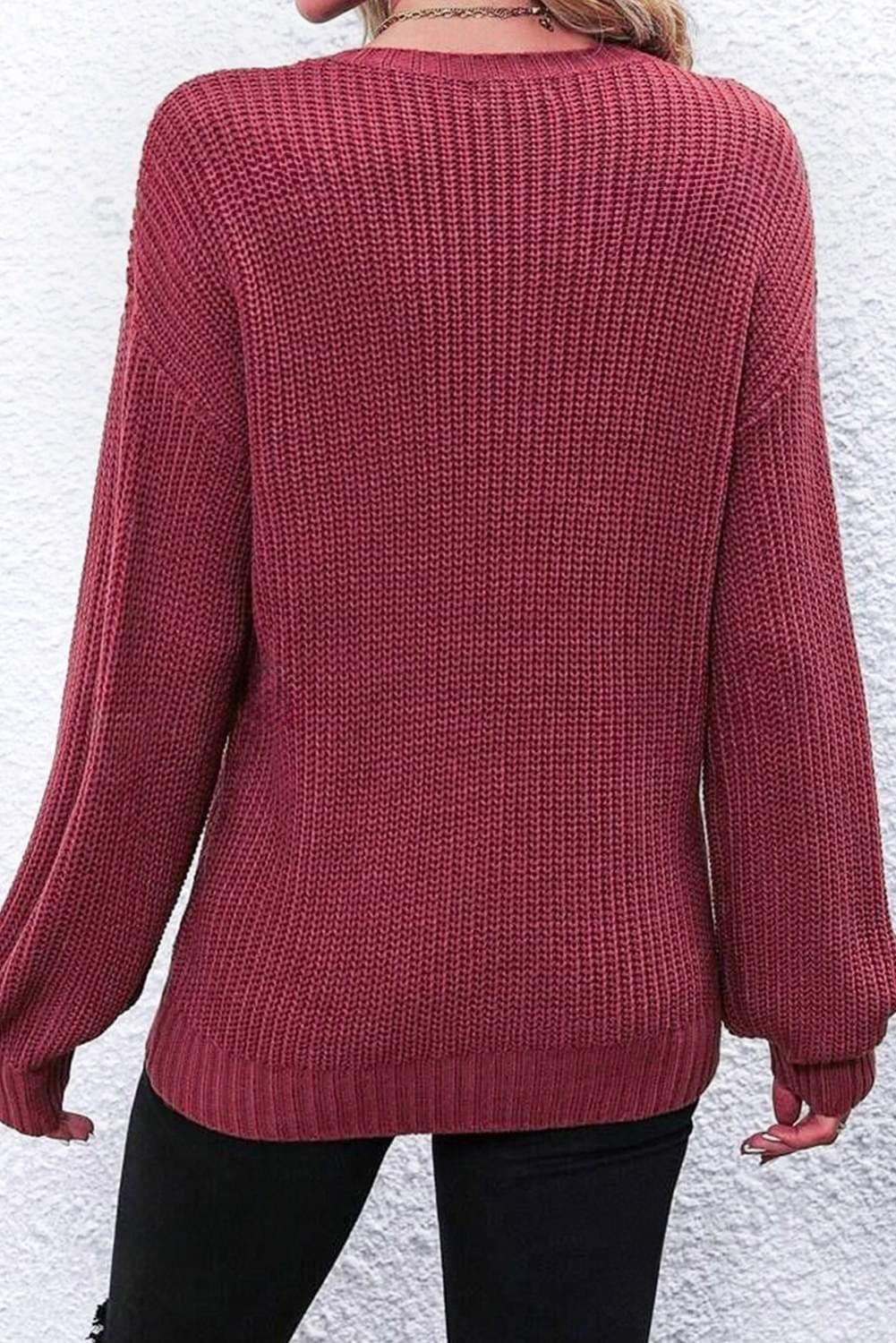 Give Thanks Red Sandalwood Thanksgiving Crew Neck Sweater