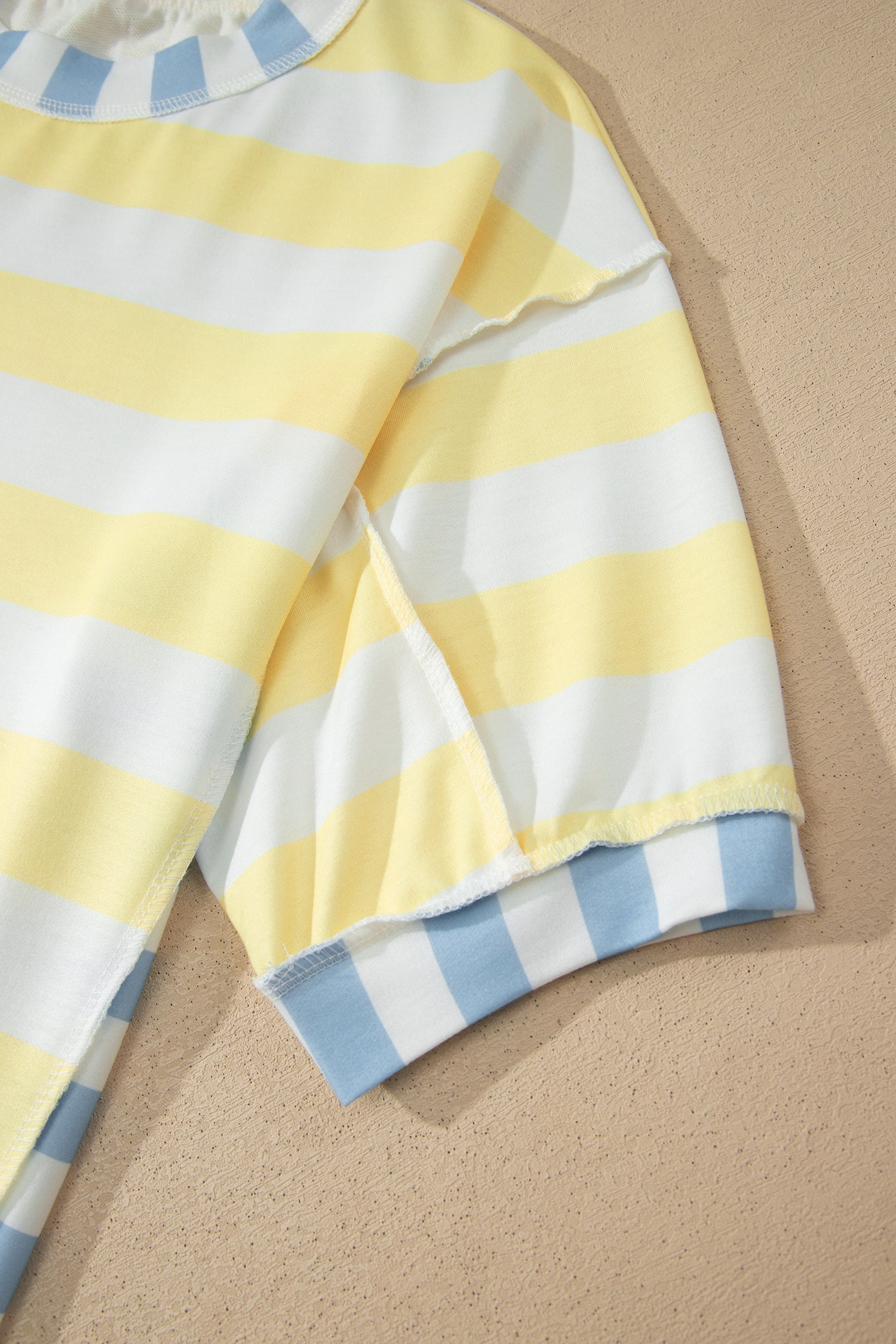 Yellow Stripe Exposed Seam Contrast Patchwork Oversized Top Unique Oils