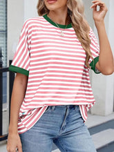 Load image into Gallery viewer, Striped Round Neck Half Sleeve T-Shirt
